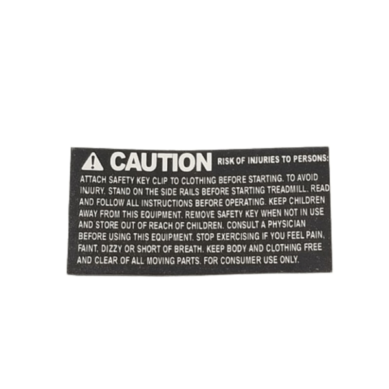 New Horizon AFG Tempo Fitness Livestrong Treadmill Overlay Warning Label 1000210190