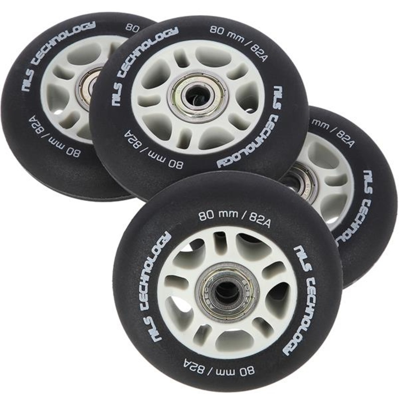PU 80×24 82A CZARNE MATOWE (4 szt.) + ABEC-9  (8 szt.) ZESTAW NILS EXTREME