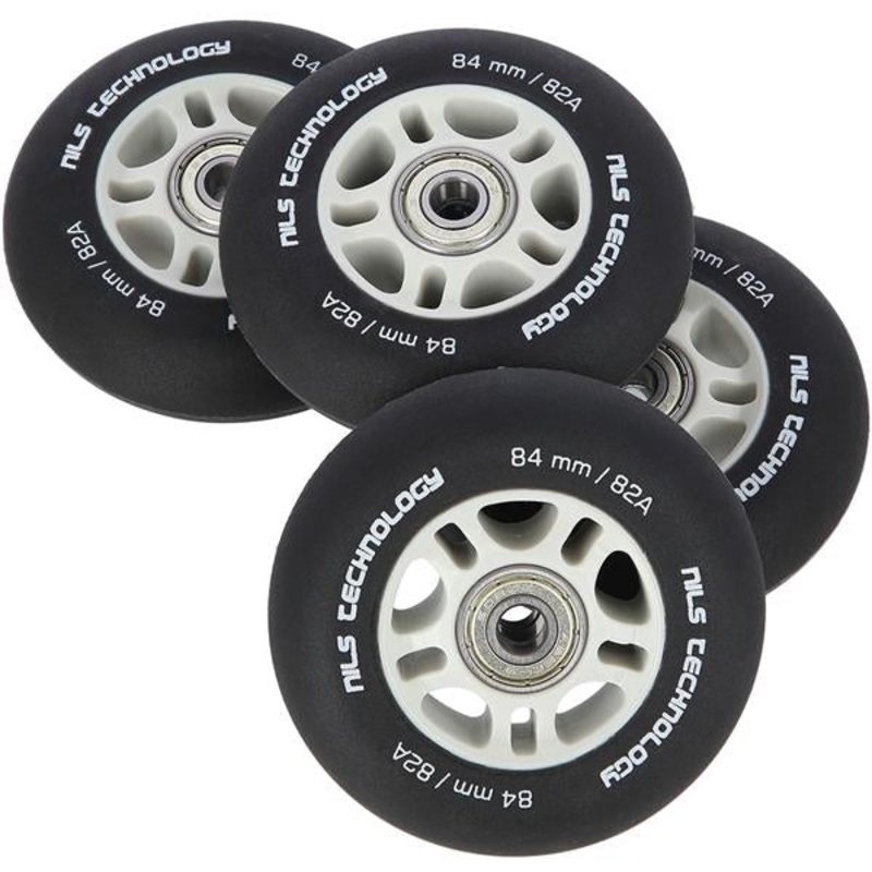 PU 84×24 82A CZARNE MATOWE (4 szt.) + ABEC-9 CHROME (8 szt.) ZESTAW NILS EXTREME