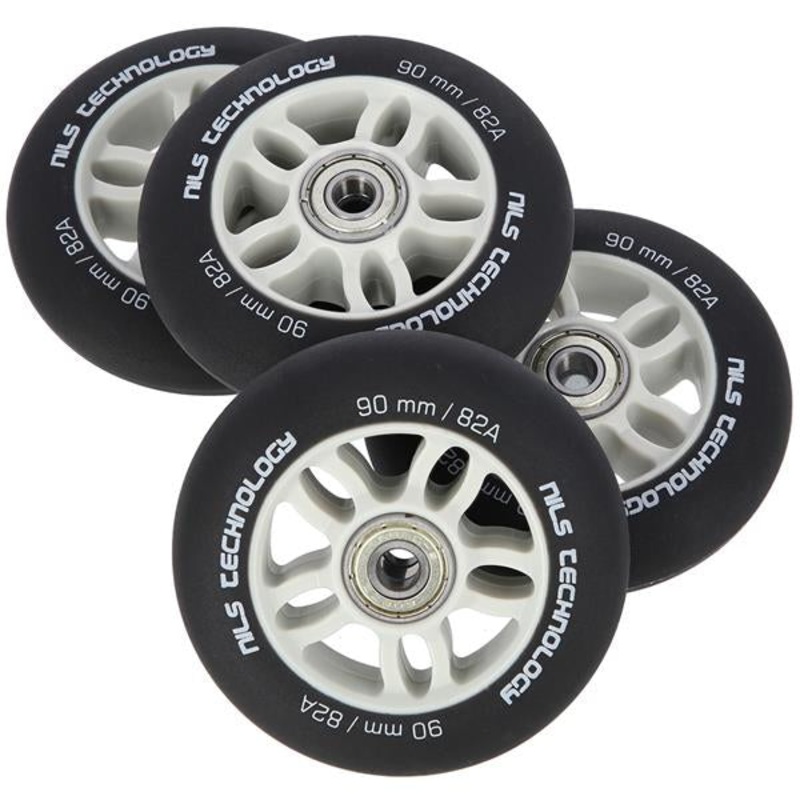 PU 90×24 82A CZARNE MATOWE (4 szt.) + ABEC-9 CHROME (8 szt.) ZESTAW NILS EXTREME