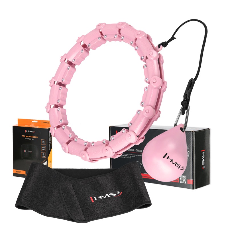 ZESTAW HULA HOP HHW02 LIGHT PINK Z WYPUSTKAMI I OBCINIKIEM HMS + PAS BR163 BLACK