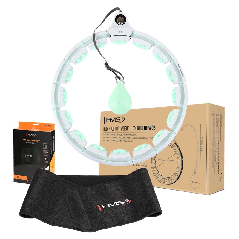 ZESTAW HULA HOP HHW06 GREEN Z PIK GRAWITACYJN I LICZNIKIEM HMS + PAS BR163 BLACK