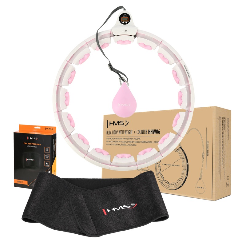 ZESTAW HULA HOP HHW06 PINK Z PIK GRAWITACYJN I LICZNIKIEM HMS + PAS BR163 BLACK