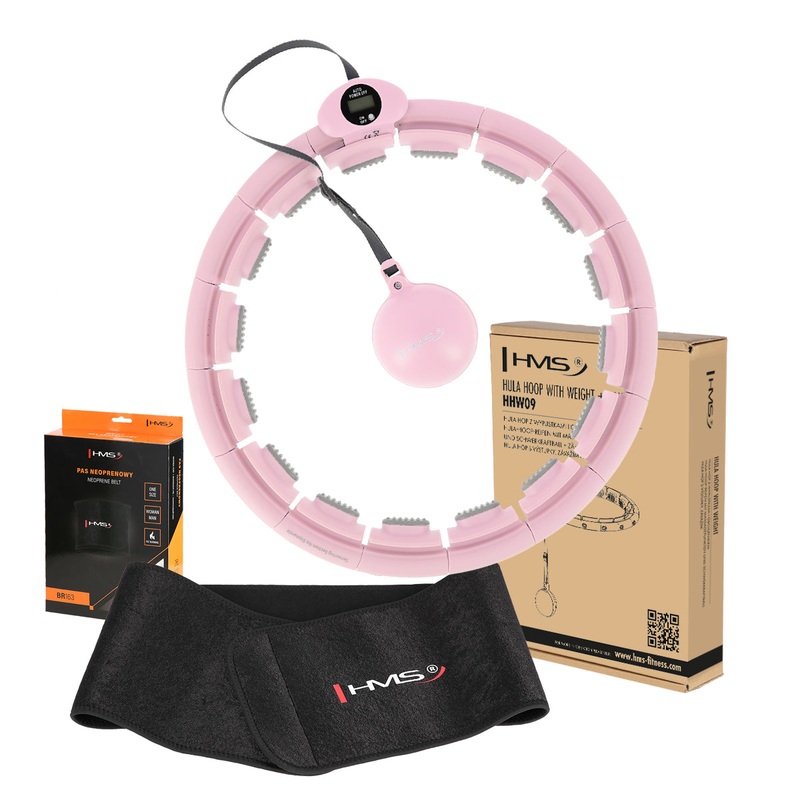 ZESTAW HULA HOP HHW09 PINK Z PIK GRAWITACYJN I LICZNIKIEM HMS + PAS BR163 BLACK