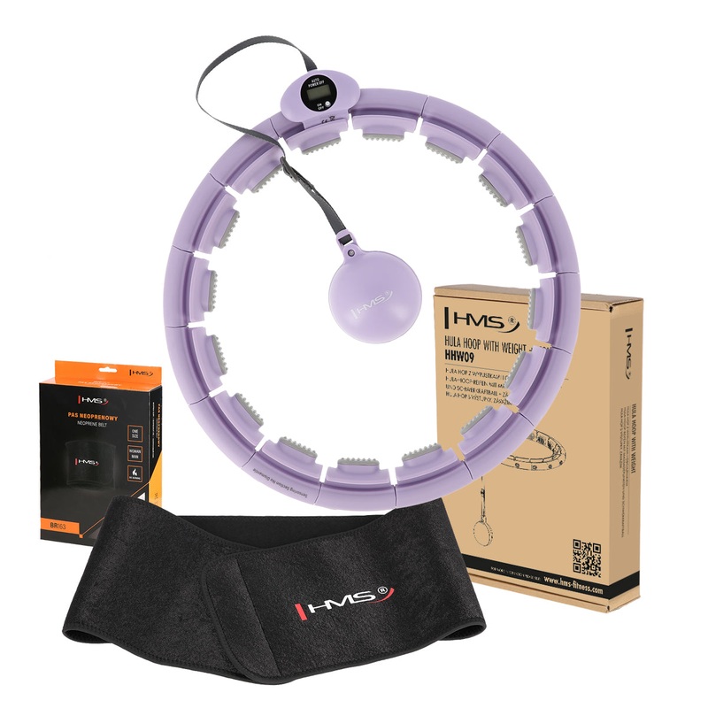 ZESTAW HULA HOP HHW09 VIOLET Z PIK GRAWITACYJN I LICZNIKIEM HMS + PAS BR163 BLACK