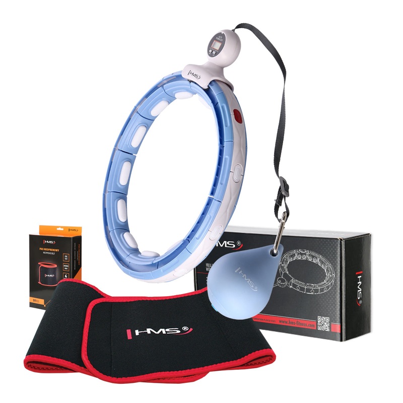 ZESTAW HULA HOP MAGNETYCZNY BLUE HHM15 Z LICZNIKIEM HMS + PAS WYSZCZUPLAJCY BR163 RED