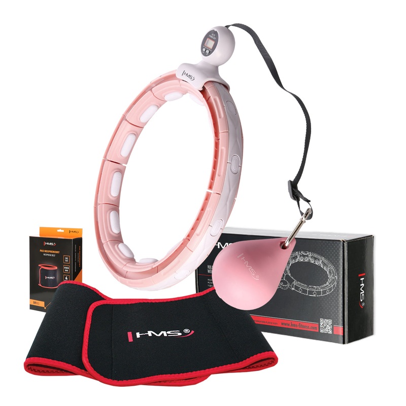 ZESTAW HULA HOP MAGNETYCZNY PINK HHM15 Z LICZNIKIEM HMS + PAS WYSZCZUPLAJCY BR163 RED