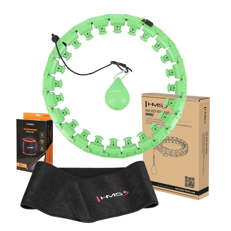 ZESTAW HULA HOP PLUS SIZE HHW12 GREEN Z WYPUSTKAMI I OBCINIKIEM HMS + PAS BR163 BLACK