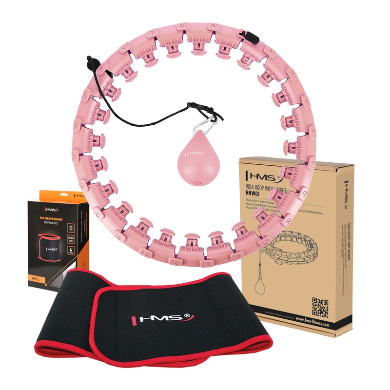 ZESTAW HULA HOP PLUS SIZE HHW12 PINK Z WYPUSTKAMI I OBCINIKIEM HMS + PAS BR163 RED