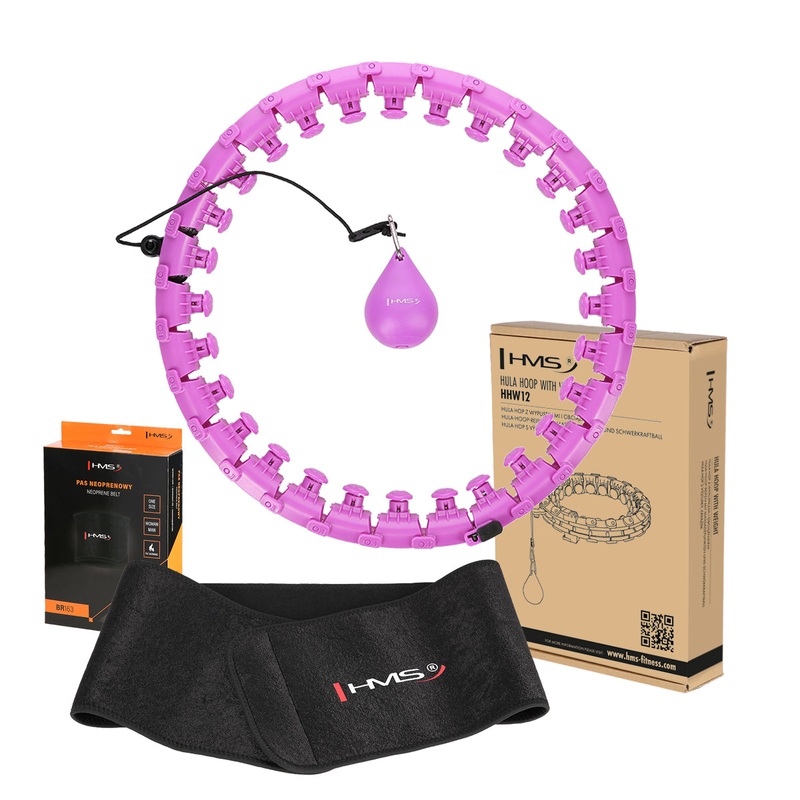 ZESTAW HULA HOP PLUS SIZE HHW12 VIOLET Z WYPUSTKAMI I OBCINIKIEM HMS + PAS BR163 BLACK