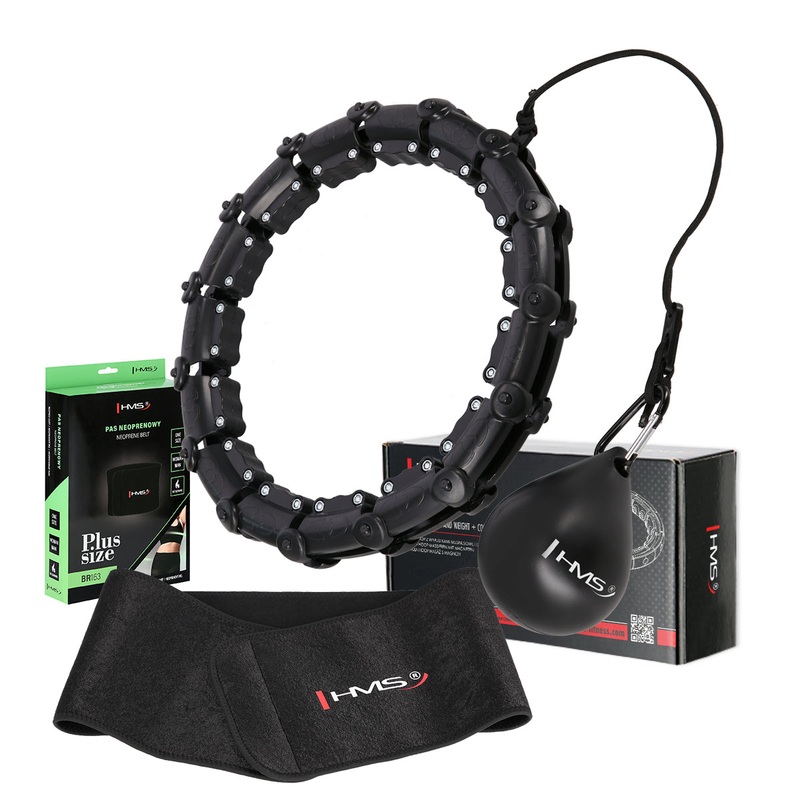 ZESTAW HULA HOP HHW11 BLACK Z WYPUSTKAMI I OBCINIKIEM + PAS BR163 BLACK PLUS SIZE HMS