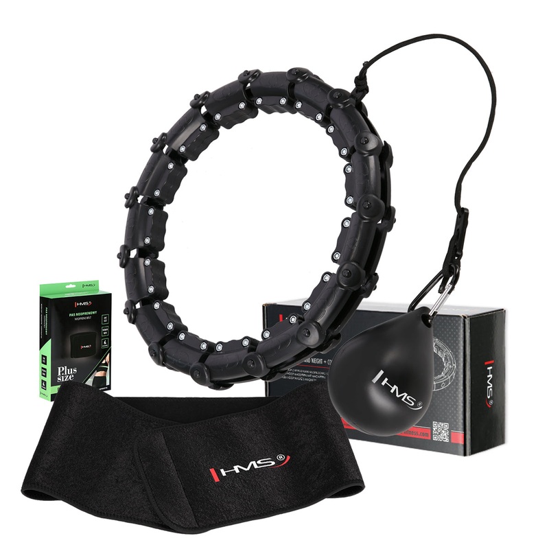 ZESTAW HULA HOP HHW02 BLACK Z WYPUSTKAMI I OBCINIKIEM HMS + PAS BR163 BLACK PLUS SIZE
