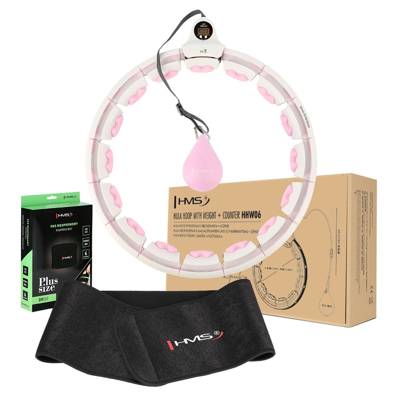 ZESTAW HULA HOP HHW06 PINK Z PIK GRAWITACYJN I LICZNIKIEM HMS + PAS BR163 BLACK PLUS SIZE