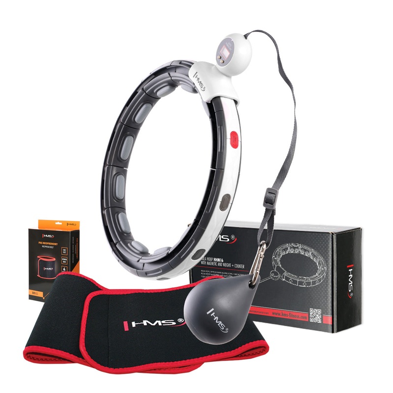 ZESTAW HULA HOP MAGNETYCZNY BLACK HHM15 Z LICZNIKIEM HMS + PAS WYSZCZUPLAJCY BR163 RED