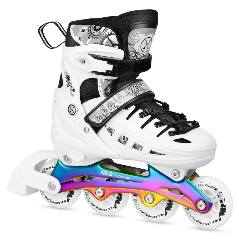 NH10905 4w1 YWOROLKI LED BIAE Z WYM. POZ HOKEJOW RAINBOW ROZM. L(39-42) NILS EXTREME