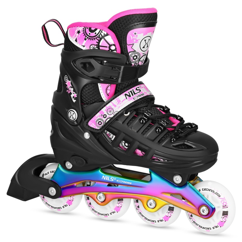 NH10905 4w1 YWOROLKI LED ROWE Z WYM. POZ HOKEJOW RAINBOW ROZM. M(35-38) NILS EXTREME